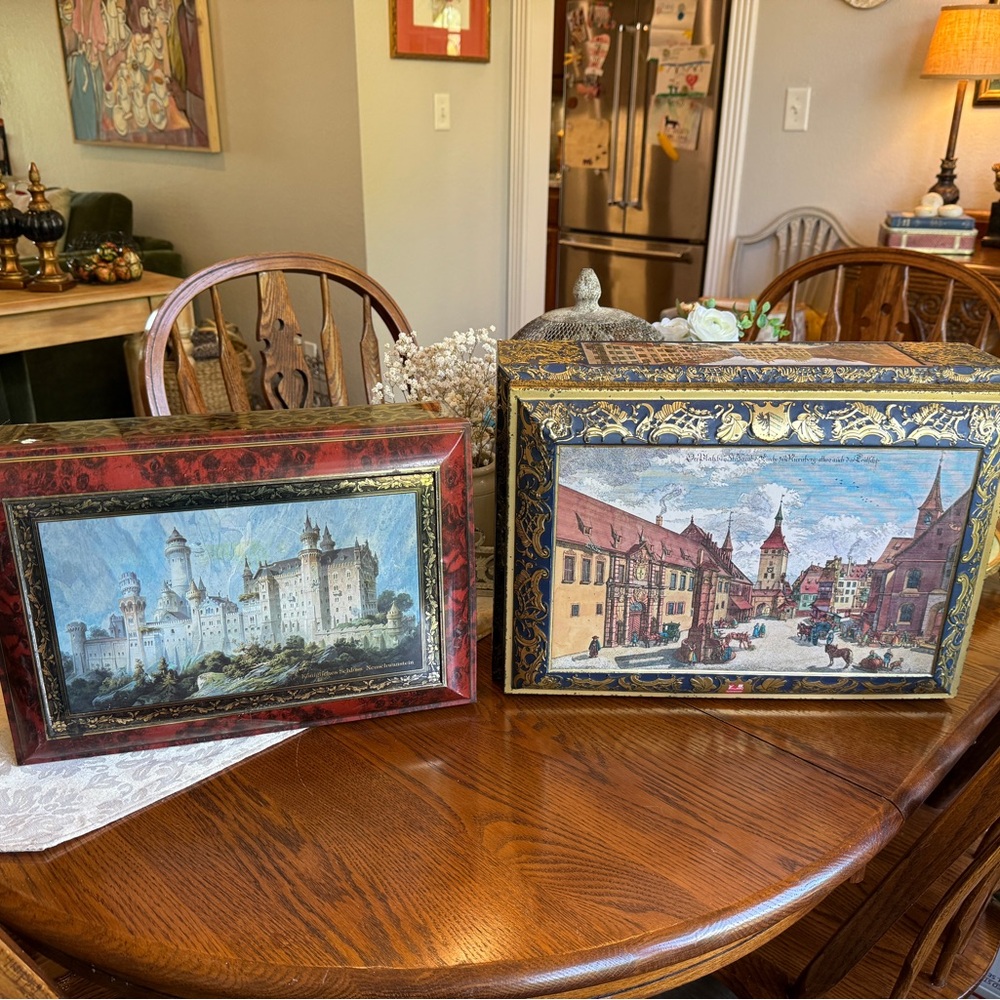 2 Large Vintage Decorative Castle Tins made in Germany - Picture 13 of 15